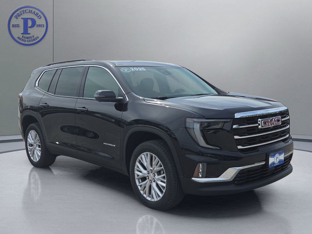 2025 GMC Acadia Elevation in Ebony Twilight Metallic — front three-quarter view